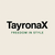 TayronaX logo with tagline 'Freedom in Style' on a beige background