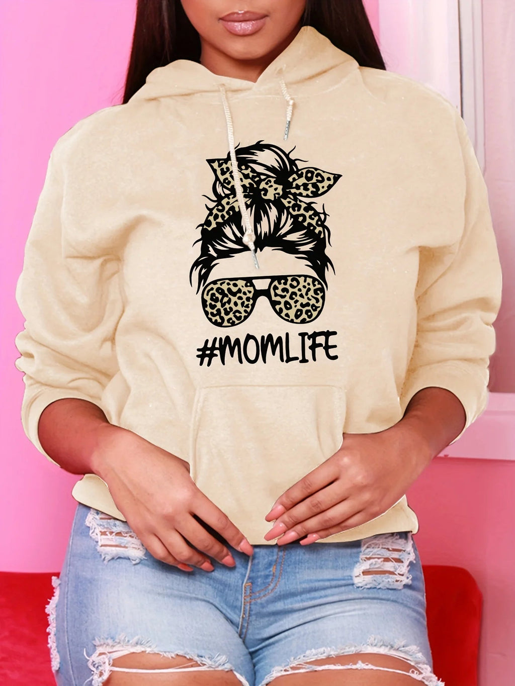 Mom Life Leopard Print Hoodie – Women’s - TayronaX
