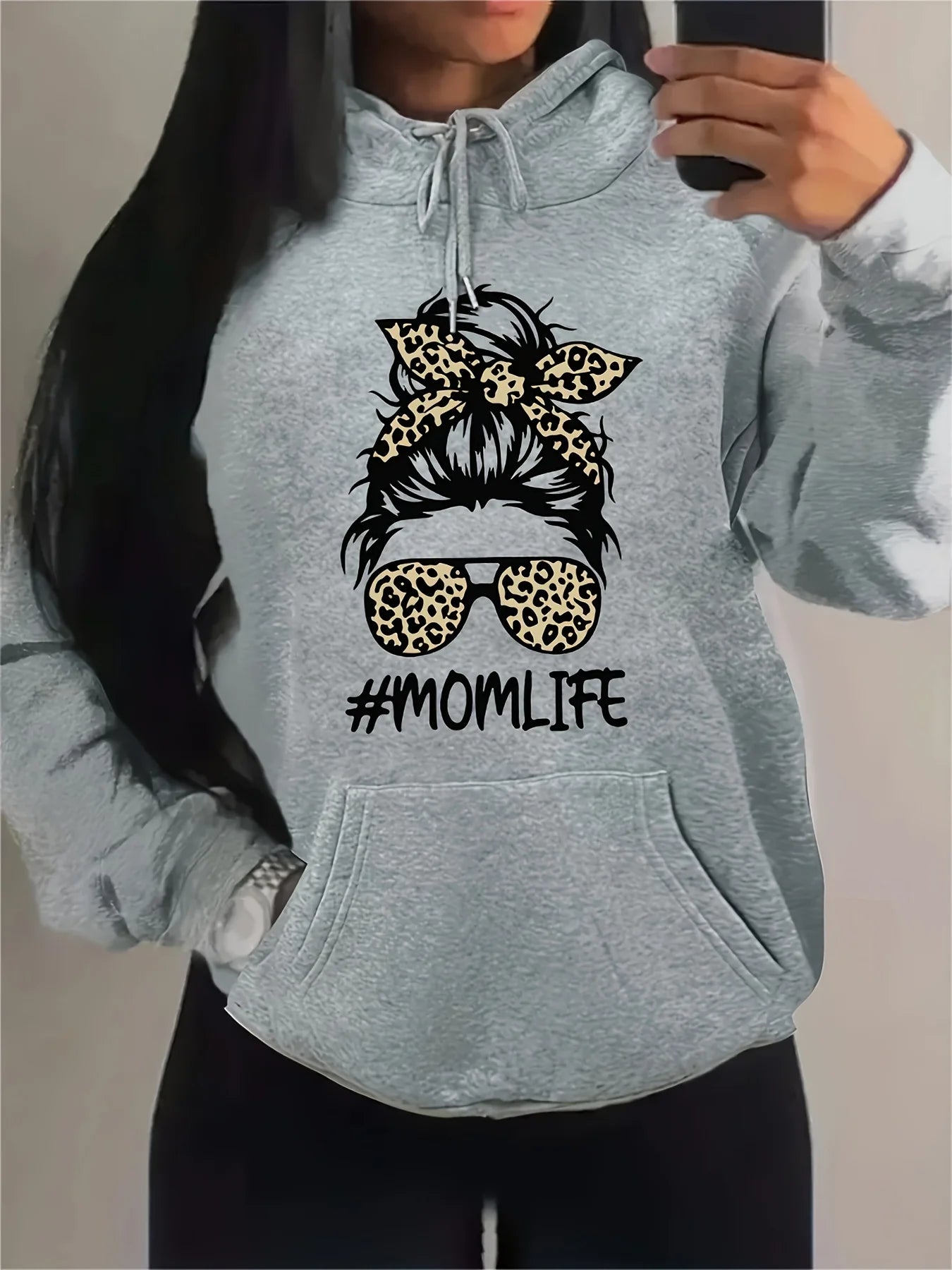 Mom Life Leopard Print Hoodie – Women’s - TayronaX