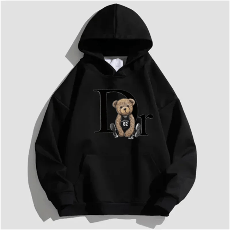 Unisex Letter Bear Printed Hoodie (Casual Streetwear) - TayronaX