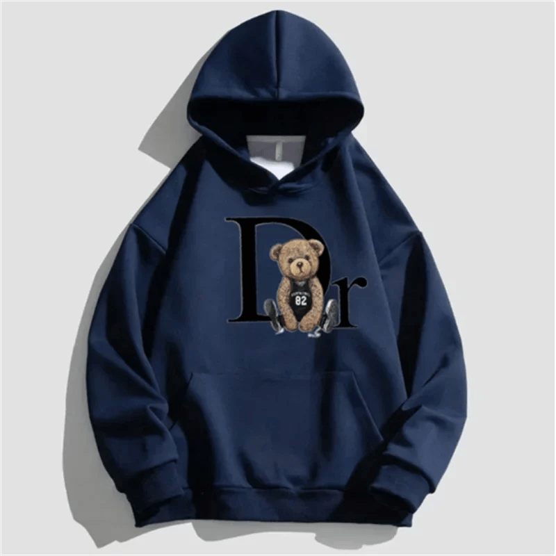 Unisex Letter Bear Printed Hoodie (Casual Streetwear) - TayronaX