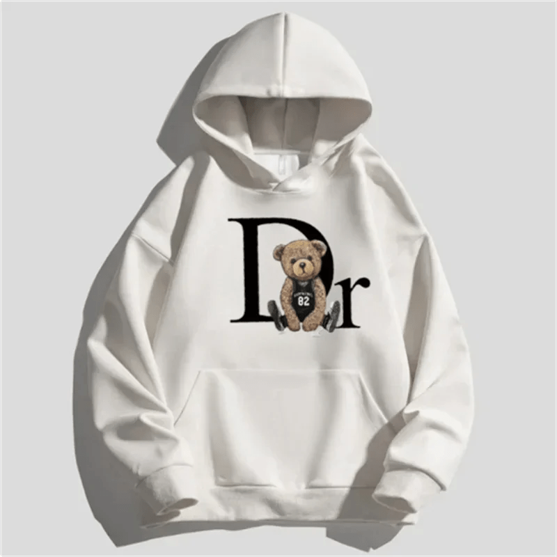 Unisex Letter Bear Printed Hoodie (Casual Streetwear) - TayronaX