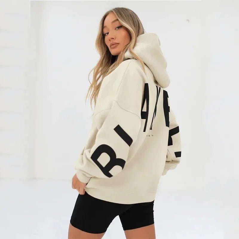 Women's Thickened Long Sleeve Hoodie – Cozy Winter Loose Fit Sweatshirt - TayronaX