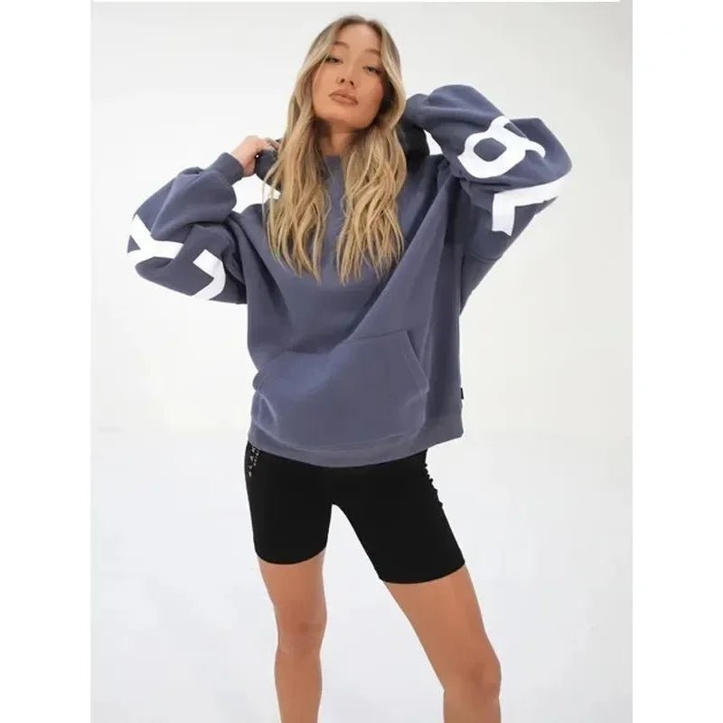 Women's Thickened Long Sleeve Hoodie – Cozy Winter Loose Fit Sweatshirt - TayronaX